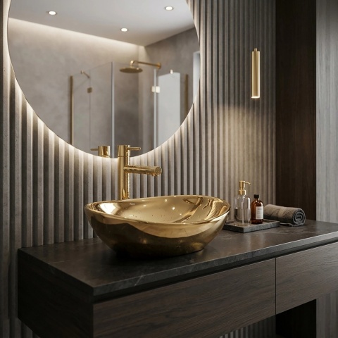 Umywalka nablatowa REA SOFIA GOLD