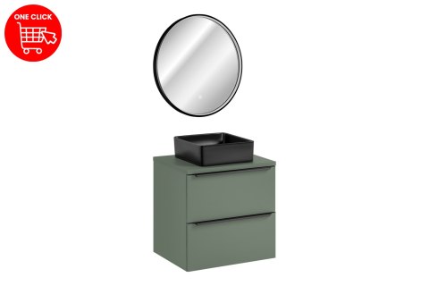 Zestaw meblowy 60cm z blatem, umywalką nablatową Slim i lustrem led