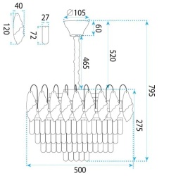 Lampa SWE079-CP 50cm Chrome