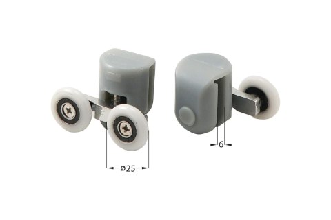 Rolki górne podwójne do szyb 6 mm - FI 25 mm Rolki górne podwójne do szyb 6 mm - FI 25 mm