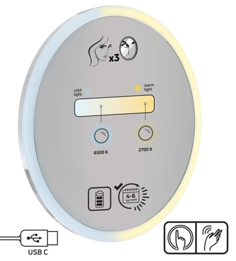 Lusterko kosmetyczne magnetyczne - podświetlenie LED Lusterko kosmetyczne magnetyczne - podświetlenie LED