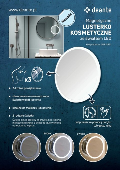 Lusterko kosmetyczne magnetyczne - podświetlenie LED Lusterko kosmetyczne magnetyczne - podświetlenie LED