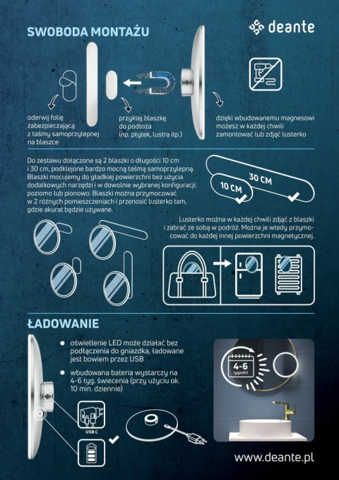 Lusterko kosmetyczne magnetyczne - podświetlenie LED Lusterko kosmetyczne magnetyczne - podświetlenie LED