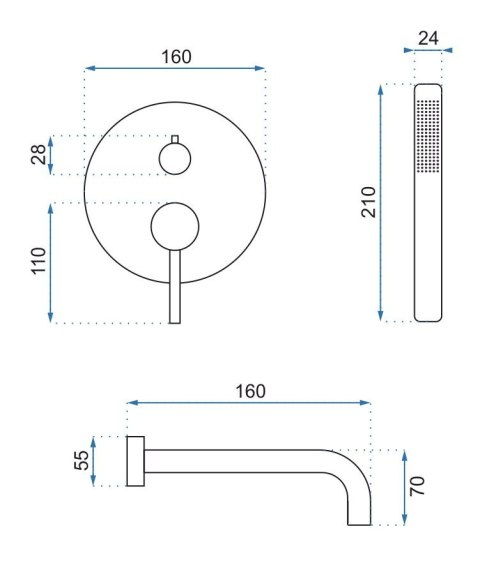 BATERIA WANNOWA PODTYNKOWA LUNGO ZŁOTA + BOX BATERIA WANNOWA PODTYNKOWA LUNGO ZŁOTA + BOX