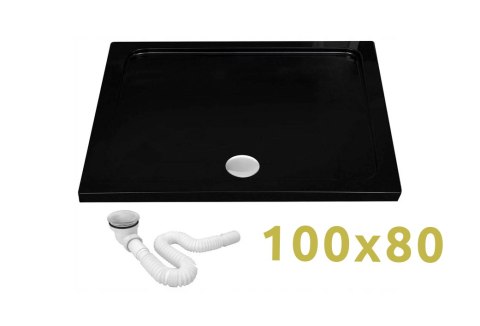 BRODZIK SAVOY BLACK 80x80x6cm + SYFON BRODZIK SAVOY BLACK 80x80x6cm + SYFON