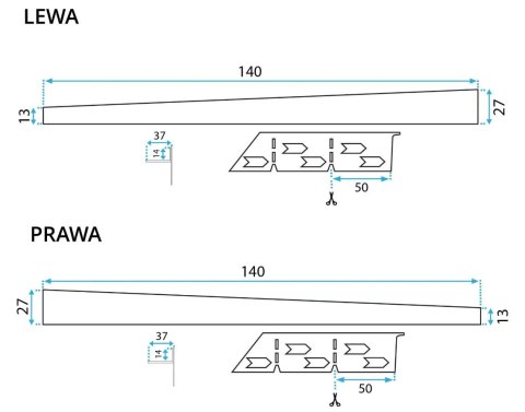 LISTWA SPADKOWA ZŁOTA SZCZOTKOWANA 140 cm PRAWA LISTWA SPADKOWA ZŁOTA SZCZOTKOWANA 140 cm PRAWA
