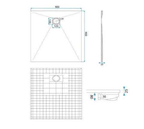 BRODZIK MAGNUM WHITE 90x90 BRODZIK MAGNUM WHITE 90x90