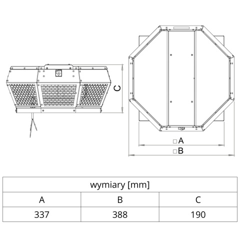 Wentylator dachowy poziomy wyrzut VIVO 2-190/500S Wentylator dachowy poziomy wyrzut VIVO 2-190/500S