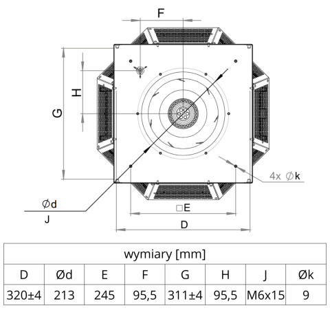 Wentylator dachowy poziomy wyrzut VIVO 2-190/500S Wentylator dachowy poziomy wyrzut VIVO 2-190/500S