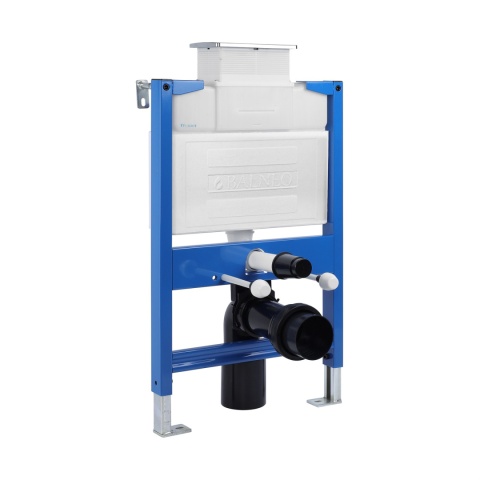 Zestaw podtynkowy WC stelaż Fix Frame Low z białą miską WC Luxa i przyciskiem spłukującym Oxo Zestaw podtynkowy WC stelaż Fix Frame Low z białą miską WC Luxa i przyciskiem spłukującym Oxo