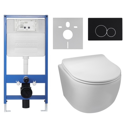 Zestaw podtynkowy WC stelaż Fix Frame Slim z białą miską WC Luna i przyciskiem spłukującym Exo/Lxo Zestaw podtynkowy WC stelaż Fix Frame Slim z białą miską WC Luna i przyciskiem spłukującym Exo/Lxo