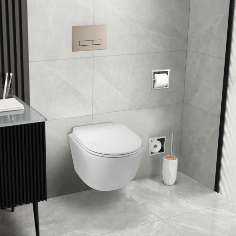 Zestaw podtynkowy WC stelaż Fix Frame Standard z białą miską WC Luna i przyciskiem spłukującym Exo/Lxo Zestaw podtynkowy WC stelaż Fix Frame Standard z białą miską WC Luna i przyciskiem spłukującym Exo/Lxo