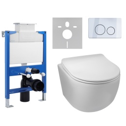 Zestaw podtynkowy WC stelaż Fix Frame Low z białą miską WC Luna i przyciskiem spłukującym Oxo chrom