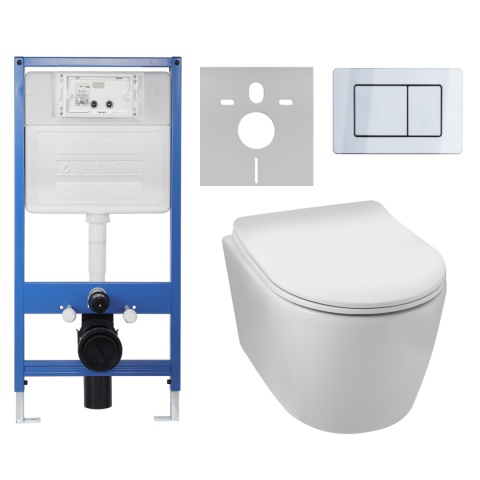 Zestaw podtynkowy WC stelaż Fix Frame Slim z białą miską WC Luxa i przyciskiem spłukującym Axo Zestaw podtynkowy WC stelaż Fix Frame Slim z białą miską WC Luxa i przyciskiem spłukującym Axo