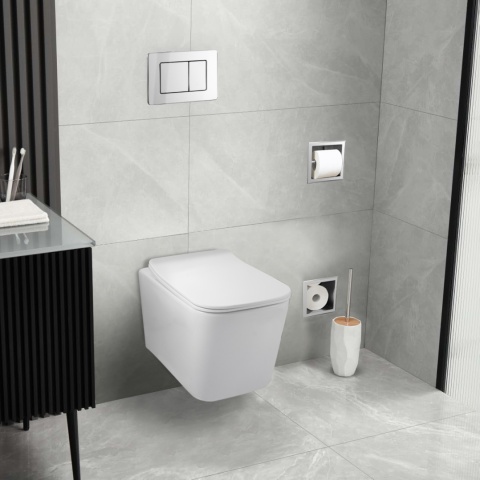 Zestaw podtynkowy WC stelaż Fix Frame Slim z białą miską WC Luxa i przyciskiem spłukującym Axo Zestaw podtynkowy WC stelaż Fix Frame Slim z białą miską WC Luxa i przyciskiem spłukującym Axo