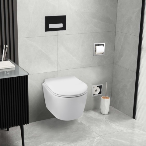Zestaw podtynkowy WC stelaż Fix Frame Slim z białą miską WC Luxa i przyciskiem spłukującym Ixo Zestaw podtynkowy WC stelaż Fix Frame Slim z białą miską WC Luxa i przyciskiem spłukującym Ixo