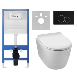 Zestaw podtynkowy WC stelaż Fix Frame Slim z białą miską WC Luxa i przyciskiem spłukującym Lxo chrom