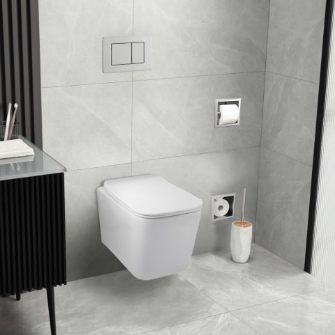 Zestaw podtynkowy WC stelaż Fix Frame Slim z białą miską WC Luga i przyciskiem spłukującym Axo chrom Zestaw podtynkowy WC stelaż Fix Frame Slim z białą miską WC Luga i przyciskiem spłukującym Axo chrom