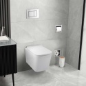 Zestaw podtynkowy WC stelaż Fix Frame Slim z białą miską WC Luga i przyciskiem spłukującym Axo inox
