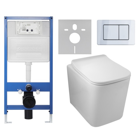 Zestaw podtynkowy WC stelaż Fix Frame Slim z białą miską WC Luga i przyciskiem spłukującym Axo Zestaw podtynkowy WC stelaż Fix Frame Slim z białą miską WC Luga i przyciskiem spłukującym Axo