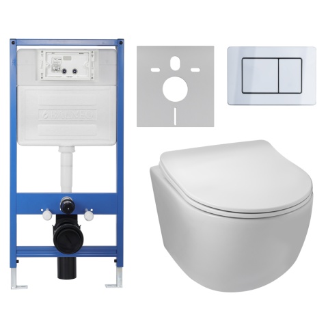 Zestaw podtynkowy WC stelaż Fix Frame Slim z białą miską WC Luna i przyciskiem spłukującym Axo chrom Zestaw podtynkowy WC stelaż Fix Frame Slim z białą miską WC Luna i przyciskiem spłukującym Axo chrom