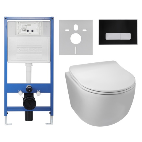 Zestaw podtynkowy WC stelaż Fix Frame Slim z białą miską WC Luna i przyciskiem spłukującym Ixo Zestaw podtynkowy WC stelaż Fix Frame Slim z białą miską WC Luna i przyciskiem spłukującym Ixo