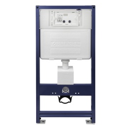 Zestaw podtynkowy WC stelaż Fix Frame Standard z białą miską WC Luxa i przyciskiem spłukującym Axo inox