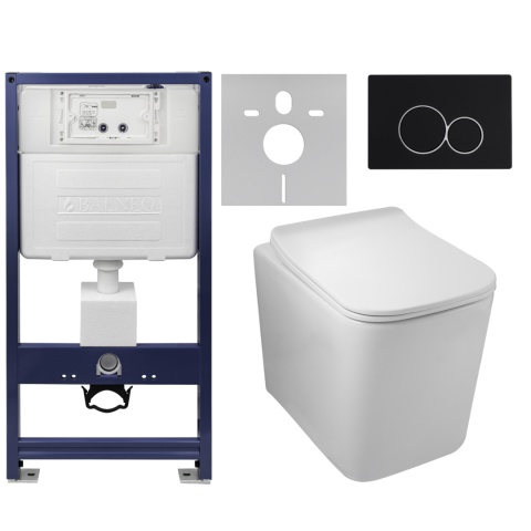Zestaw podtynkowy WC stelaż Fix Frame Standard z białą miską WC Luga i przyciskiem spłukującym Lxo biały Zestaw podtynkowy WC stelaż Fix Frame Standard z białą miską WC Luga i przyciskiem spłukującym Lxo biały