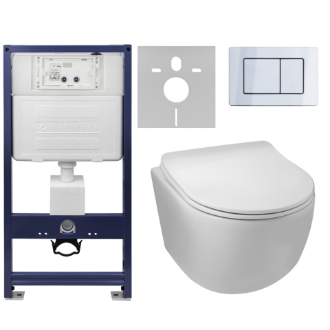 Zestaw podtynkowy WC stelaż Fix Frame Standard z białą miską WC Luna i przyciskiem spłukującym Axo chrom Zestaw podtynkowy WC stelaż Fix Frame Standard z białą miską WC Luna i przyciskiem spłukującym Axo chrom