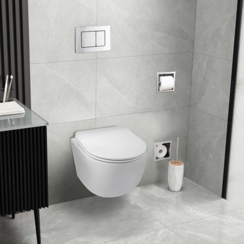 Zestaw podtynkowy WC stelaż Fix Frame Standard z białą miską WC Luna i przyciskiem spłukującym Axo chrom Zestaw podtynkowy WC stelaż Fix Frame Standard z białą miską WC Luna i przyciskiem spłukującym Axo chrom