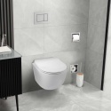 Zestaw podtynkowy WC stelaż Fix Frame Standard z białą miską WC Luna i przyciskiem spłukującym Axo inox