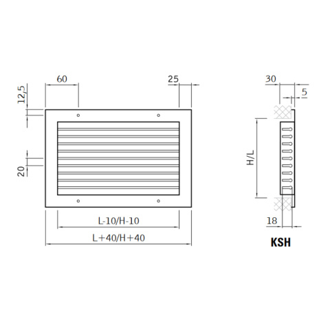 Kratka wentylacyjna jednorzędowa KSH (175x75) Kratka wentylacyjna jednorzędowa KSH (175x75)
