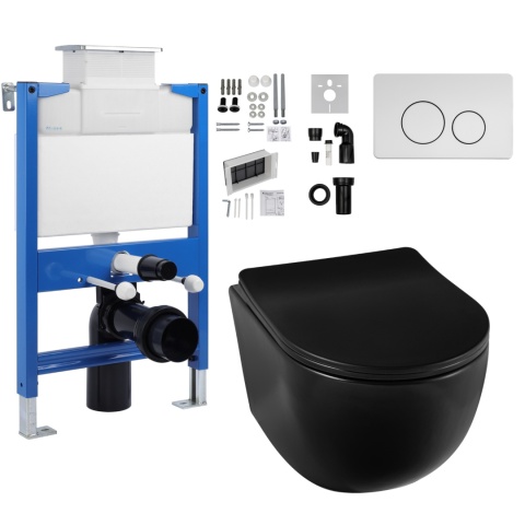 Zestaw podtynkowy WC stelaż Fix Frame Low z czarną miską WC Luna i przyciskiem spłukującym Oxo Zestaw podtynkowy WC stelaż Fix Frame Low z czarną miską WC Luna i przyciskiem spłukującym Oxo