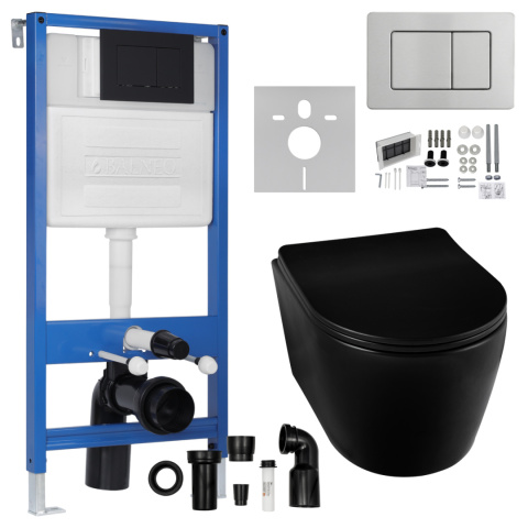 Zestaw podtynkowy WC stelaż Fix Frame Slim z czarną miską WC Luxa i przyciskiem spłukującym AXO Zestaw podtynkowy WC stelaż Fix Frame Slim z czarną miską WC Luxa i przyciskiem spłukującym AXO