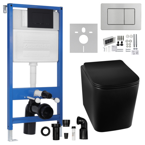 Zestaw podtynkowy WC stelaż Fix Frame Slim z czarną miską WC Luga i przyciskiem spłukującym Axo Zestaw podtynkowy WC stelaż Fix Frame Slim z czarną miską WC Luga i przyciskiem spłukującym Axo