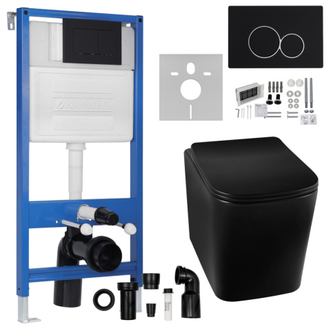 Zestaw podtynkowy WC stelaż Fix Frame Slim z czarną miską WC Luga i przyciskiem spłukującym Exo/Lxo Zestaw podtynkowy WC stelaż Fix Frame Slim z czarną miską WC Luga i przyciskiem spłukującym Exo/Lxo