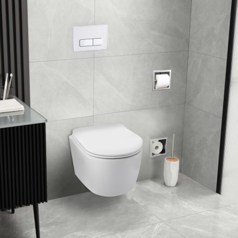 Zestaw podtynkowy WC stelaż Fix Frame Standard z białą miską WC Luxa i przyciskiem spłukującym Ixo Czarny Zestaw podtynkowy WC stelaż Fix Frame Standard z białą miską WC Luxa i przyciskiem spłukującym Ixo Czarny
