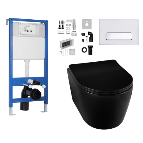 Zestaw podtynkowy WC stelaż Fix Frame Standard z czarną miską WC Luxa i przyciskiem spłukującym IXO Zestaw podtynkowy WC stelaż Fix Frame Standard z czarną miską WC Luxa i przyciskiem spłukującym IXO