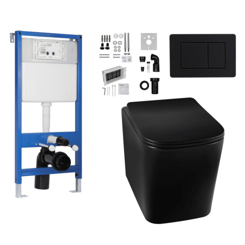 Zestaw podtynkowy WC stelaż Fix Frame Standard z czarną miską WC Luga i przyciskiem spłukującym AXO Zestaw podtynkowy WC stelaż Fix Frame Standard z czarną miską WC Luga i przyciskiem spłukującym AXO