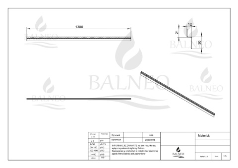 Listwa spadkowa podłogowa czołowa 130 cm złota Listwa spadkowa podłogowa czołowa 130 cm złota