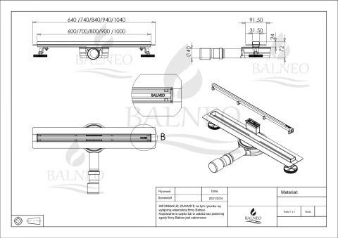 Slim&Low ProLine Gun Metal Odpływ liniowy 80 cm grafitowy Slim&Low ProLine Gun Metal Odpływ liniowy 80 cm grafitowy