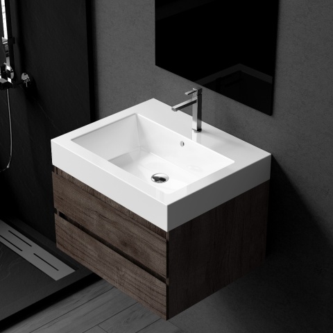 Umywalka nablatowa ROXY 60 x 50 biała z konglomeratu