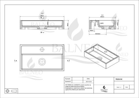 Umywalka nablatowa VIKI 40 x 24 biała z konglomeratu