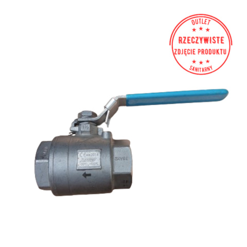 Zawór kulowy dwuczęściowy kwasoodporny DN40 1 1/2'' z rączką Zawór kulowy dwuczęściowy kwasoodporny DN40 1 1/2'' z rączką