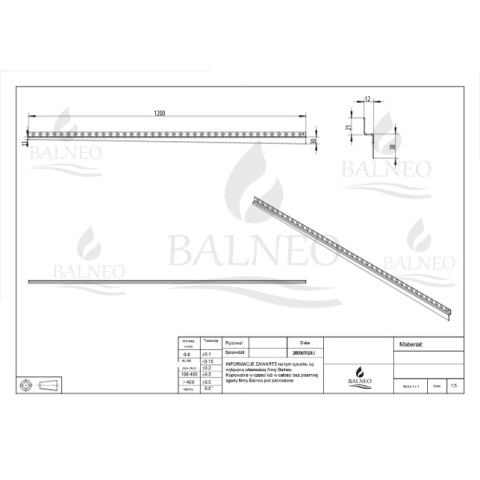Listwa spadkowa przyścienna lewa 120 cm czarna Listwa spadkowa przyścienna lewa 120 cm czarna
