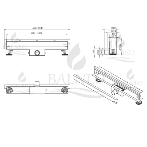 W-Drain NEXT 2w1 Odpływ liniowy ścienny 90 cm dwustronny czarny W-Drain NEXT 2w1 Odpływ liniowy ścienny 90 cm dwustronny czarny