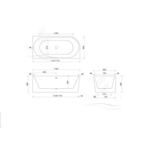 Wanna wolnostojąca narożna prawa AVOLA z pokrywką WHITE - 170 x 80 cm Wanna wolnostojąca narożna prawa AVOLA z pokrywką WHITE - 170 x 80 cm