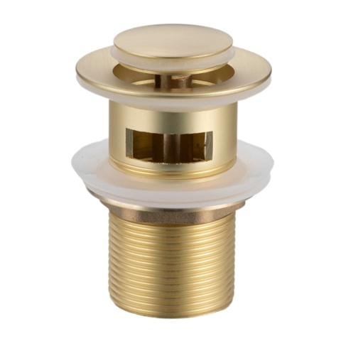 Korek umywalkowy mosiężny Klik Klak model B z przelewem - Brushed Gold Korek umywalkowy mosiężny Klik Klak model B z przelewem - Brushed Gold
