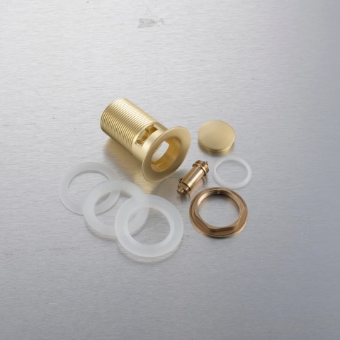 Korek umywalkowy mosiężny Klik Klak model B z przelewem - Brushed Gold Korek umywalkowy mosiężny Klik Klak model B z przelewem - Brushed Gold