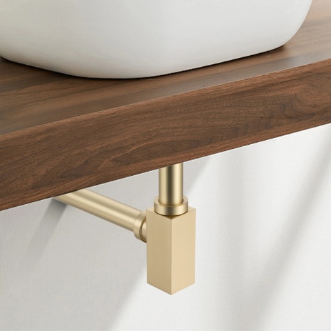 Syfon umywalkowy mosiężny kwadratowy Brushed Gold Syfon umywalkowy mosiężny kwadratowy Brushed Gold